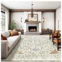 Living Rooms, Stain Resistant Neutral Washable Rugs for Dining Rooms, Floral Vintage Non-Slip Thin Large Size Area Rugs (Beige, 8'×6')