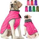 Fragralley Dog Winter Coat, Waterproof Windproof Reflective Fleece Jacket with Harness Hole, Warm Snow Vest for Small Medium Large Dogs, Ideal Gifts (Pink)
