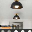 Industrial Semi Flush Mount Ceiling Light with Gold Plate and Matte Black Shade, Farmhouse Ceiling Light Fixture for Kitchen Island Dining Room Foyer Hallway Porch Barn Loft10in (Black)