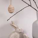 DN DECONATION Wooden Antique White 3D Bunny Rabbit Figurines for Spring Easter Decor Gift Set of 2