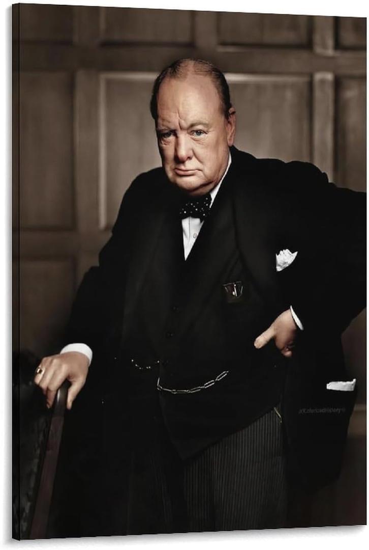 WIOLPC Winston Churchill HD Poster Canvas Wall Art Posters For Room Aesthetic And Decor Poster For Living Room Bedroom Office Decor 16x24inch(40x60cm) Frame-style