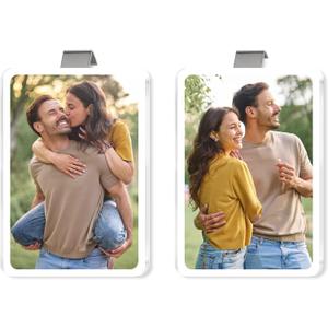 (Set 2) Car Visor Photo Clip Car Gifts for Boyfriend, Husband, Valentines Day Gifts Sun Visor Clip Photo Frame Picture Holder, Drive Safe I Love You Magnet Acrylic Sunvisor for Couple, Men, Women
