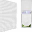 Cordless Blackout Pleated Fabric Shade Window Shades Blinds Darkening Temporary Light Filtering Pleated Paper Shade Easy to Install and Cut for Home Bedroom Office HxW(59" x 35") (White)