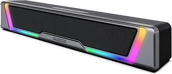 Bluedee Computer Speakers for Desktop PC, 3.5mm Aux PC Speakers for Desktop with Dynamic RGB Light, Wired USB Plug & Play Computer Sound Bar, Inline-Controlled Gaming Speakers for PC, Laptop