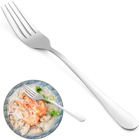 8 Piece Dinner Forks Set, Food-Grade Stainless Steel Forks Silverware, Cutlery Forks, Dessert Forks, Metal Forks for Home, Kitchen or Restaurant, Mirror Polished, Dishwasher Safe - 8 Inch And 6 Knives