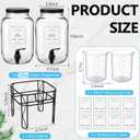 FillTouch 2 Pack 1 Gallon/128 oz Glass Laundry Detergent Dispenser, 3.8 L Liquid Soap Dispenser with Stand, Measuring Cup and Label, Fabric Softener, Liquid Bleach Container, Laundry Room Organization