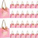 50 Pack Small Thank You Gift Bags with Handles, Pink Mini Party Favor Bags 5.5''x 2.5''x4.7'', Mini Gift Bags Bulk with Bow Ribbon for Valentine's Day, Bridal, Wedding, Baby Shower