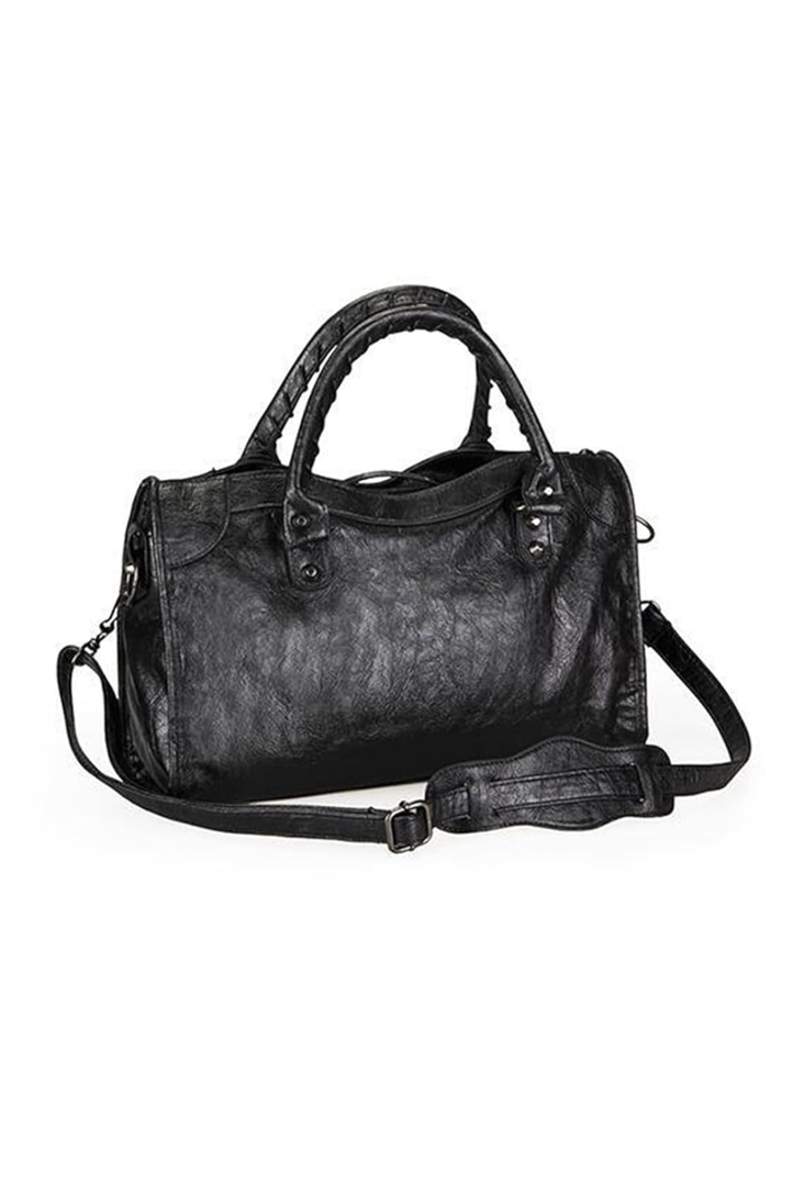 Women Crossbody Vintage Shoulder Bags Purse Motorcycles Biker Bags Black Gray Rivets Bag(Black,15in)
