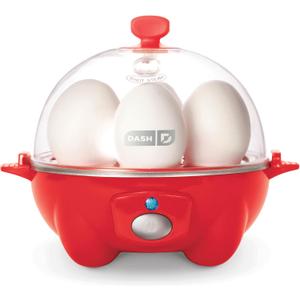 DASH Rapid Egg Cooker: 6 Egg Capacity Electric Egg Cooker for Hard Boiled Eggs, Poached Eggs, Scrambled Eggs, or Omelets with Auto Shut Off Feature - Red