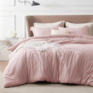 Bedsure Pink Duvet Cover Queen Size - Super Soft Cationic Dyed Duvet Cover for Kids with Zipper Closure, 3 Pieces, No Comforter(Queen, 90"x90") (Queen (90" x 90"), 04 - Heathered Pink)
