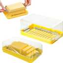 QTLCOHD 2 Pcs Butter Slicer Cutter Dish, Plastic Rectangle Butter Keeper Butter Container with Airtight Lid for Easy Cutting 4 oz Sticks Butter, Fridge Storage