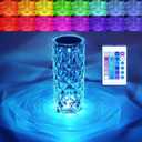 BGFHome Crystal Table Lamp RGB Color Changing Night Light Romantic LED Rose Diamond Touch Lamps for Living Room (Remote & Touch