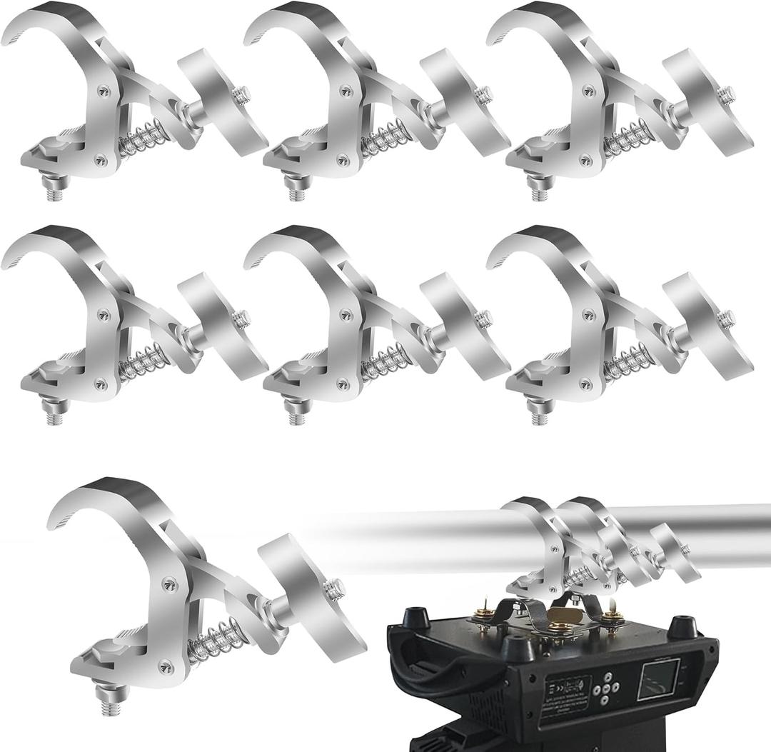 6 Pack Truss Clamp 1.57-2.4 Inch Stage Lighting Clamps Heavy Duty DJ Light Clamps Aluminum Alloy lighting C-Clamp Fit for 40-61 mm OD Tube/Pipe
