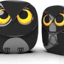 Wireless Doorbell, Cute Owl Doorbell Weatherproof IP55 Outdoor Remote Push Button- 1000 Feet Long Wireless Range, 1 Receiver + 1 Transmitter, Black