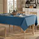 Heavy Linen Blend Navy Tablecloths - 70" x 55" Premium Solid Tablecloth Stain Resistant Waterproof Table Cover for Dining Kitchen Banquets and Buffet Soft and Thick Fabric Wrinkle Free