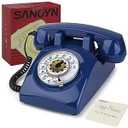 Sangyn Rotary Landline Phones 1960s Old Style Retro Corded Telephone with Mechanical Ringer for Home Office Desk