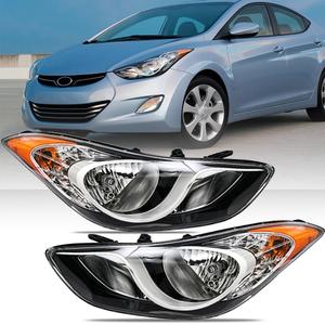 OLDANI Headlight Assembly for Hyundai Elantra 2011 2012 2013, Driver Side Halogen Headlamp with Clear Lens Black Housing Amber Reflector (All Bulbs Included), 1 PC,92101-3y000 ‎HY2503161
