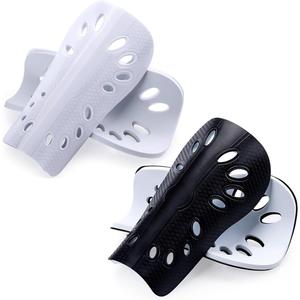Soccer Shin Guards, 2 Pairs Soccer Shin Sleeves Superlight and Breathable Shin Guard Equipment for Boys and Girls, Protective Football Gear Shin Pads for Youth Teens Adults (Large, Black and White)