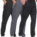 3 Pack Mens Athletic Sweatpants with Zipper Pockets,Workout Gym Joggers Pants for Men Running Jogging Pants (Small, 3 Packs-black/Dark Gray/Camouflage Gray)
