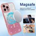 ZIYE Magnetic Case for iPhone 16 Pro Max 6.9" [Compatible with MagSafe] Glitter Bling Luxury Hearts Design Cover for Women Girly, Soft TPU Shockproof Protective Case for 16 ProMax 5G 2024, Pink