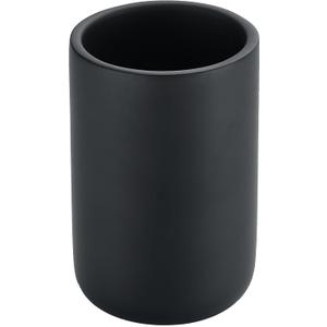 Resin Bathroom Tumbler Cup, Bathroom Water Cup, Tooth Brushing Holder, Makeup Brushes Holder Pen Container Organizer for Bathroom or Office, Vanity Countertop, Matte Black