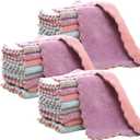 24 Pack Kitchen Cloth, Microfiber Dish Towels Washcloths, Super Absorbent Coral Velvet Dishtowels, Premium Cleaning Cloths,Non-Stick Oil Quick Dry Dish Towels, Soft Tea Towel, Table Cleaning Cloths.