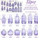 Glass Bud Vases 24 in Bulk, Small Purple Vase Glass Vases for Flowers Modern Ribbed Colored Bud Vase for Decor Wedding Flower Vase in Bulk Vintage Decor Bridal Shower Centerpieces Home Decoration