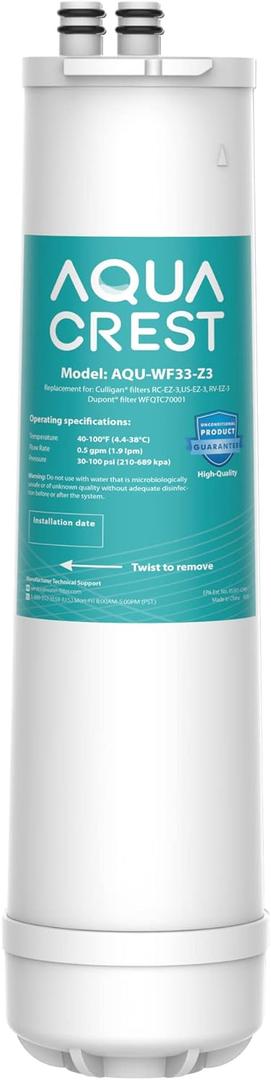 AQUA CREST RC 3 EZ-Change Advanced Water Filter Replacement, Replacement for Culligan RC-EZ-3, IC-EZ-3, US-EZ-3, RC-EZ-1, Brita USF-201, USF-202, DuPont WFQTC30001, WFQTC70001, 2K Gallons