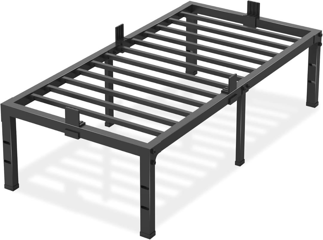 Yitong Angel Twin Size Bed Frames 18 inch High 3500 lbs Heavy Duty Metal Platform, Mattress Foundation with Steel Slat Support/No Box Spring Needed/Noise Free/Non-Slip/Easy Assembly