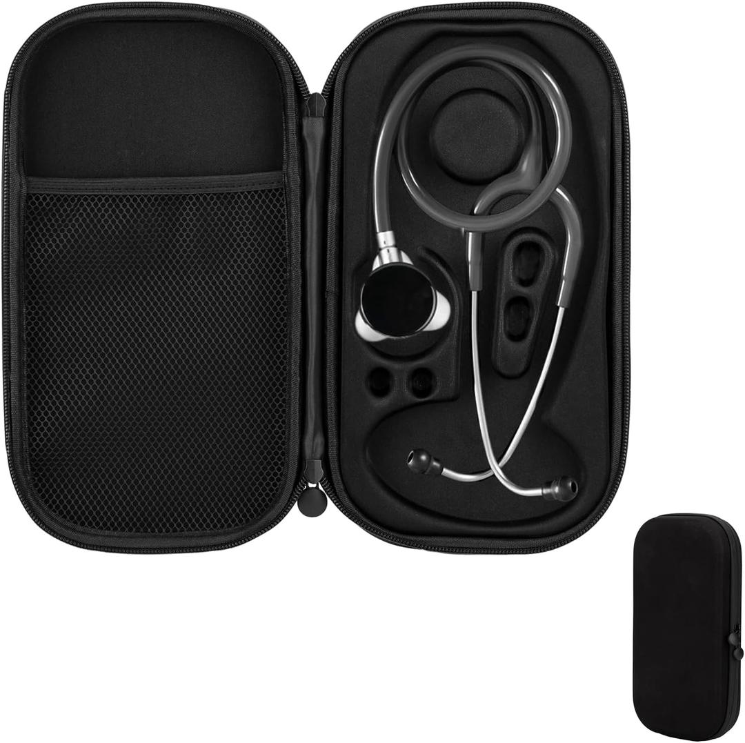 Stethoscope Case Compatible with Eko CORE 500, Hard Carrying Bag for Digital Stethoscope, Portable Protective Case with Handle for Carry, Extra Pocket for Doctor and Nurse Accessories(Black)
