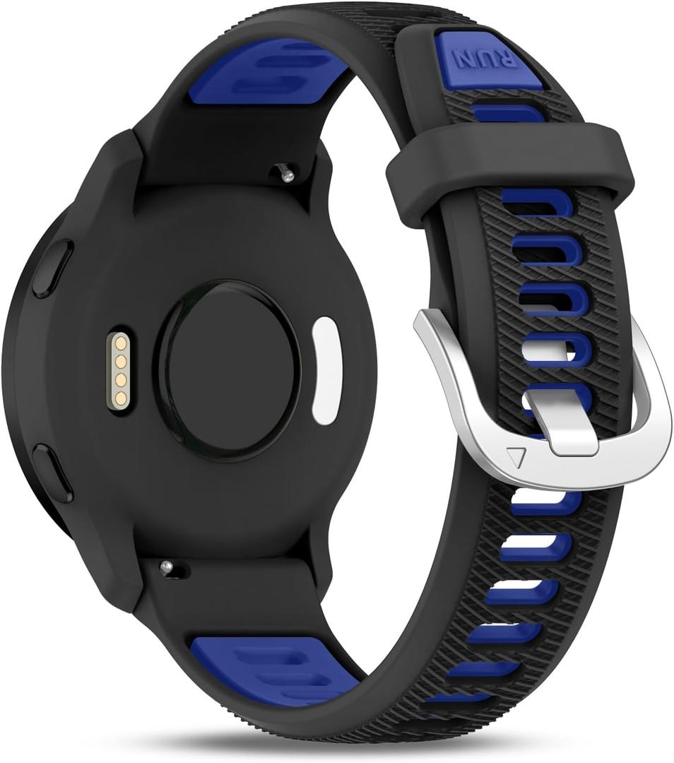 Bolesi Silicone 18mm 20mm 22mm Watch Bands Compatible with Garmin Venu 2S/Vivoactive 4S/Venu 3S/Forerunner 265S,Garmin Venu/Venu Sq/Forerunner 55/Vivoactive 5,Garmin Venu 2/Venu 3/Vivoactive 4 for Men Women (Black/Blue)