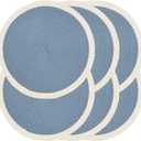 Noctiflorous Round Braided Placemats Set of 6 Table Mats 15 Inches Washable Heat Resistant for Dining Table Non-Slip Indoor Outdoor Place Mats for Easter(02 White Edge Blue 6)