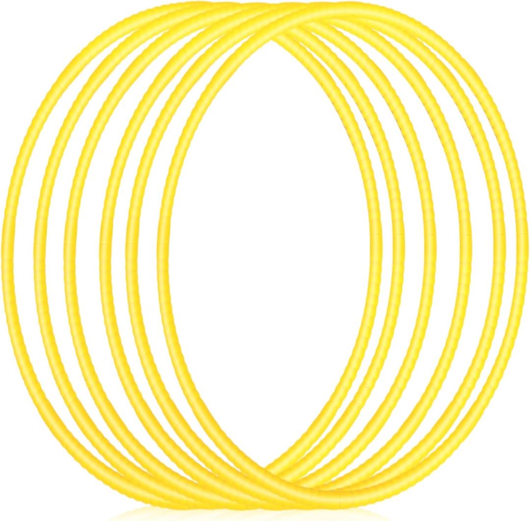 Shappy 6 Pcs Exercise Hoop Detachable Adjustable Plastic Toy Playground Toys Colored Hoop Circles for Teens Games Gymnastics Dog Agility Equipment Party Decor (23 Inch, Yellow)