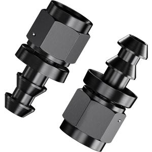 2Pcs Straight 6AN Female to 3/8" Push Lock Hose Fitting End for Rubber Fuel Line, Black Hard Two Stage Barb Aluminum Anodized Connector, Automotive Accessories for Vehicle Fuel Oil Line Modification