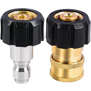 Pressure Washer Adapter Set, M22 14mm to 3/8 inch Quick Connector 5000PSI Fitting for Connect Power Washer Gun Hose and Pump(2pcs M22 14mm to 3/8")