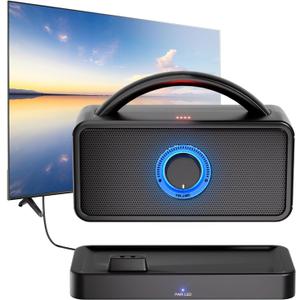 5.8 GHz Wireless TV Speakers for Hard of Hearing Seniors, Portable TV Speaker Amplifies TV Sound, 0ms Audio-Video Sync, 20Hrs+ Playback, ARC/AUX/RCA/Coax/Opt, All Cables Included