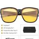 2 x Night Vision Driving Glasses Fit Over Eyeglasses for Men Women, Anti Glare Polarized Night time Glasses Yellow Lens (A02 Matte Black Frame/Night Vision Lens)