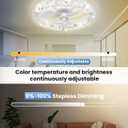 Ceiling Fans with Lights and Remote App 20'' Low Profile Ceiling Fan 3000-6500K Dimmable Modern Flush Mount Ceiling Fan Light LED 6 Speeds Fandelier Ceiling Fans for Bedroom Small Living Room