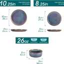 vancasso PLAYA Plates and Bowls Sets, 12 Pieces Grey-Blue Dinnerware Sets for Kitchen, Reactive Glaze Dishes Set for 4, Dishwasher and Microwave Safe