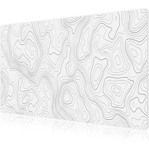 JIALONG White Topographic Large Gaming Mouse Pad, XXL Mousepad, Big Mouse Mat Desk Pad for Keyboard and Mouse, Gaming Computer Laptop PC Desk Office Accessories