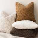 Foindtower 2 Pieces 20x20 Inch Bronze, Faux Fur Throw Pillow Cover Accent Sherpa Pillow Fuzzy Soft Pillowcases Sheepskin Decorative Fleece Cushion Case for Bed Couch Living Room