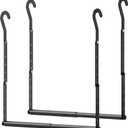 Mavivegue 2 Pack Adjustable Closet Rods for Hanging Clothes, Heavy Duty Closet Hanging Rod, Double Hanging Closet Rod, Space-Saving Closet Extender Hanging Rod, Black