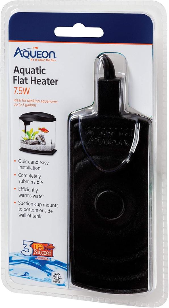 Aqueon Small Aquarium Fish Tank Submersible Mini Flat Heater Up to 2.5 to 5 Gallon Aquariums, 7.5 Watts