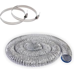 Dryer Vent Hose 4 Inch x 25FT - Flexible Aluminum Dryer Hose with 2 Clamps - Heavy-Duty 6-Layer Dryer Vent Hose for Tight Spaces, HVAC, Bathroom, and Kitchen Exhaust Ventilation