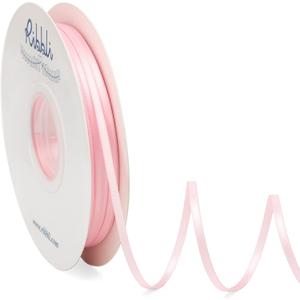 Ribbli Satin Ribbon 1/8 inch x Continuous 100 Yards, Thin Light Pink Ribbon Double Faced Use for Wedding Invitation Card, Gift Wrapping, Christmas Ornaments,Tag Decoration