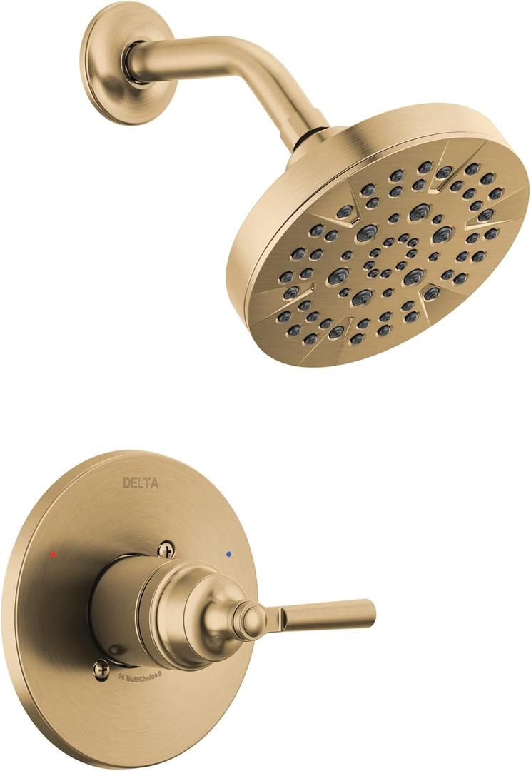 Delta Saylor 14 Series 5-Setting Shower Faucet Set, Brushed Gold Shower Head and Handle Set, Valve Trim Kit, Champagne Bronze T14235-CZ (Valve Not Included)