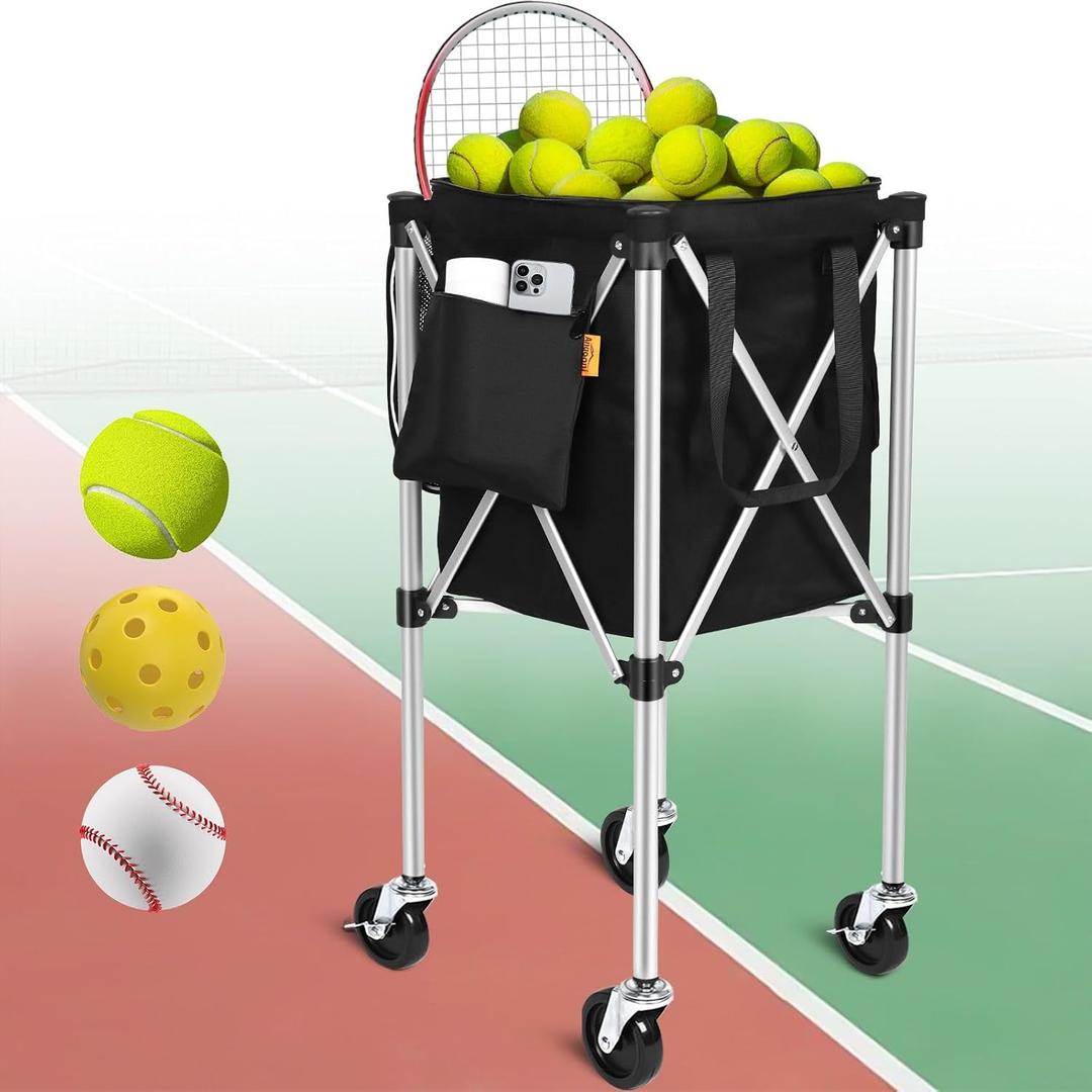 Angooni Professional Tennis Cart with Silent PU Wheels - 2 Capacity Choices (240 Balls) - Sturdy, Lightweight & Portable Storage for Practice and Matches