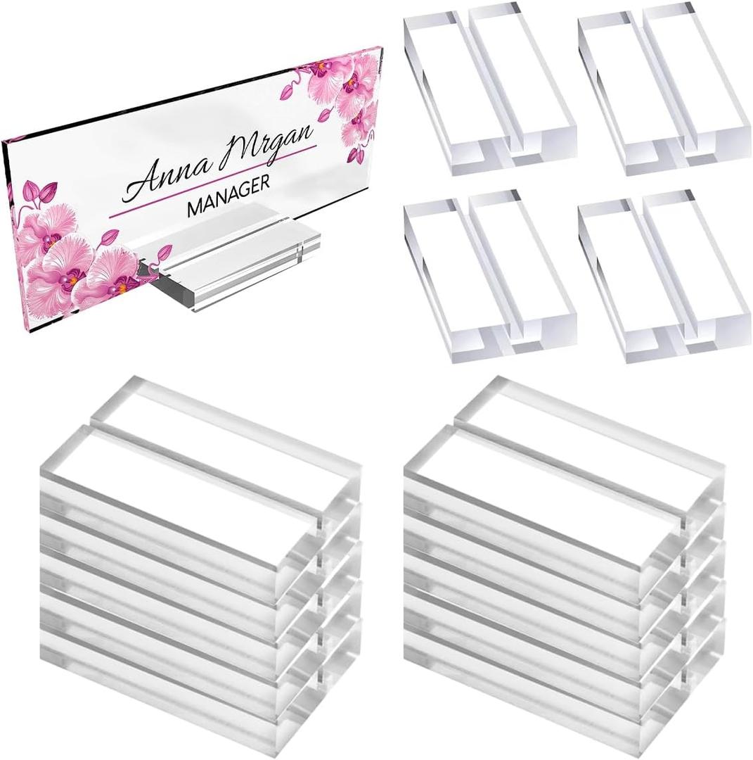 BOYIVI 10 Pieces Acrylic Place Card Holders Clear Place Acrylic Stands Name Card Wedding Sign Display for Table Numbers Wedding Photos Office Menu Meeting(Middle)