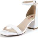 IDIFU IN2 Chunky Block Low Heels Square Open Toe Ankle Strap Short Heeled Sandals Wedding Bride Bridal Ladies Summer Prom Dress Shoes for Women Dressy Comfortable Formal Cute Trendy Small Thick Heels US 9