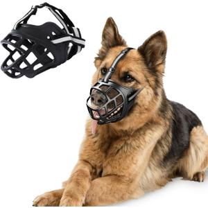 Breathable Basket Dog Muzzle - Adjustable, Prevents Biting/Chewing/Scavenging for Small/Medium/Large Dogs - Panting/Drinking Friendly, Easy Clean for Training (Muzzle 11.4-12.2 in, 44.1 lbs)